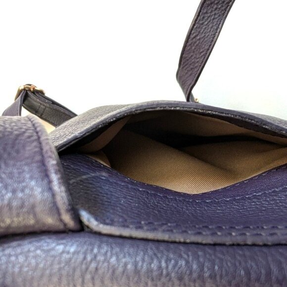 Vintage 00s \'Levenger\' Aubergine Pebble Leather Backpack Plum Color main image 7
